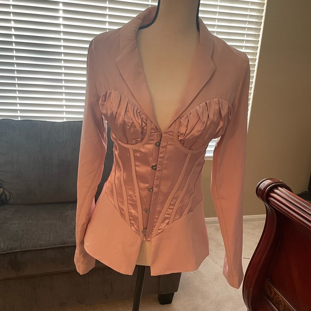 Pink satin blazer